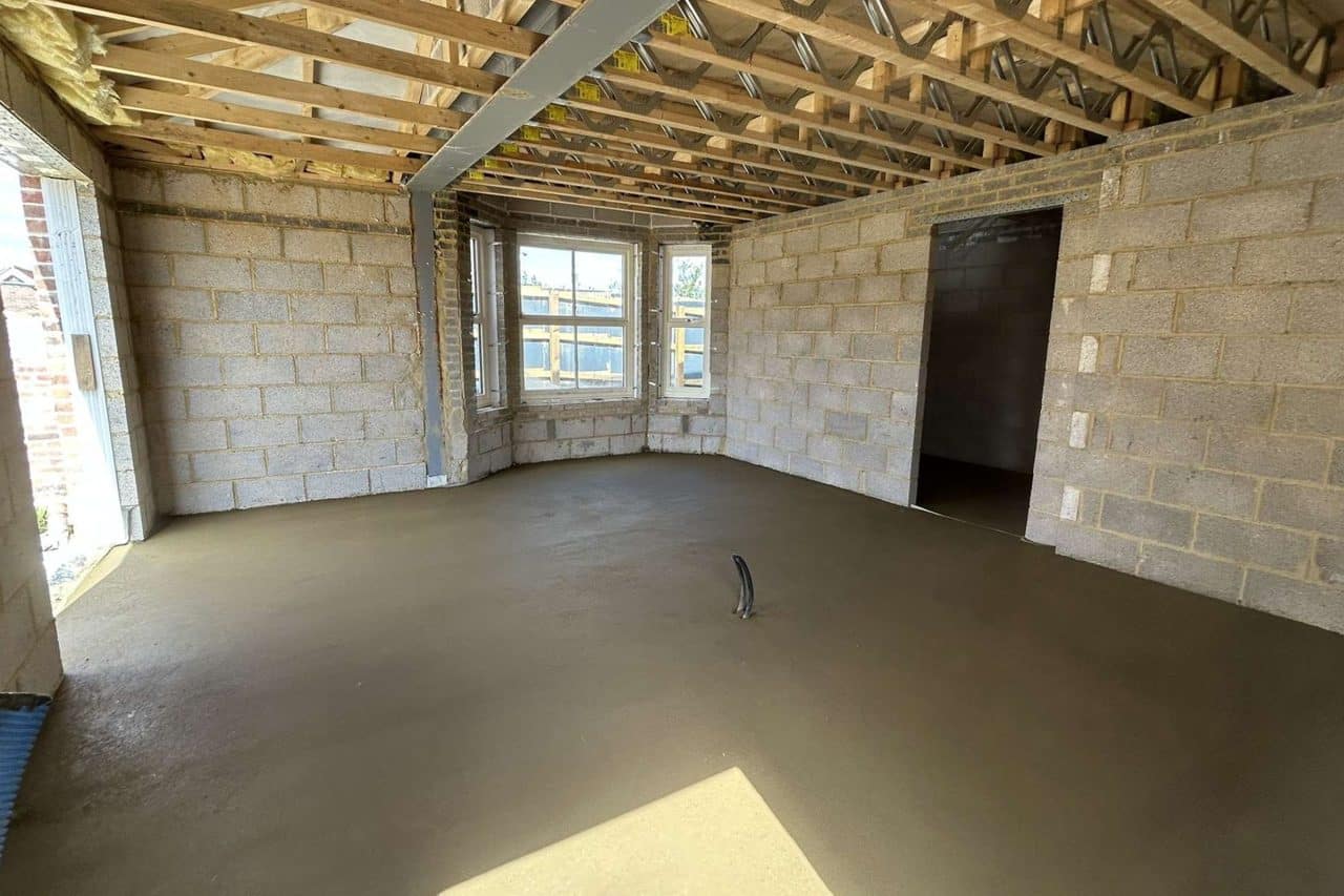 Finished floor screed in a new build home