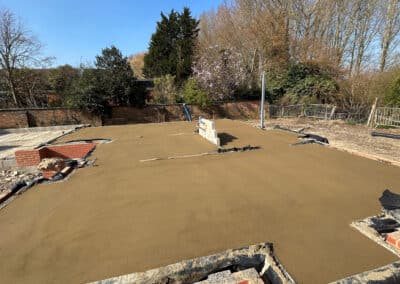 Finished floor screed on a new build plot in Towcester