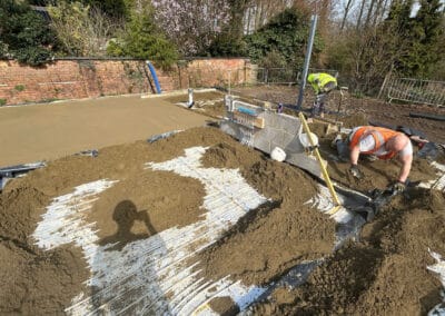 Floor screeding contractors working on a new build plot in Towcester