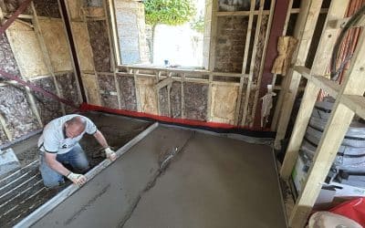 Underfloor heating screed at a new build property in Banbury, Oxfordshire – 140㎡