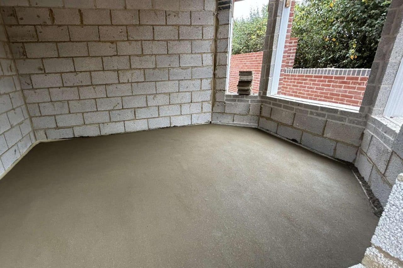 Underfloor heating screed at a new build property in Rugby, Warwickshire