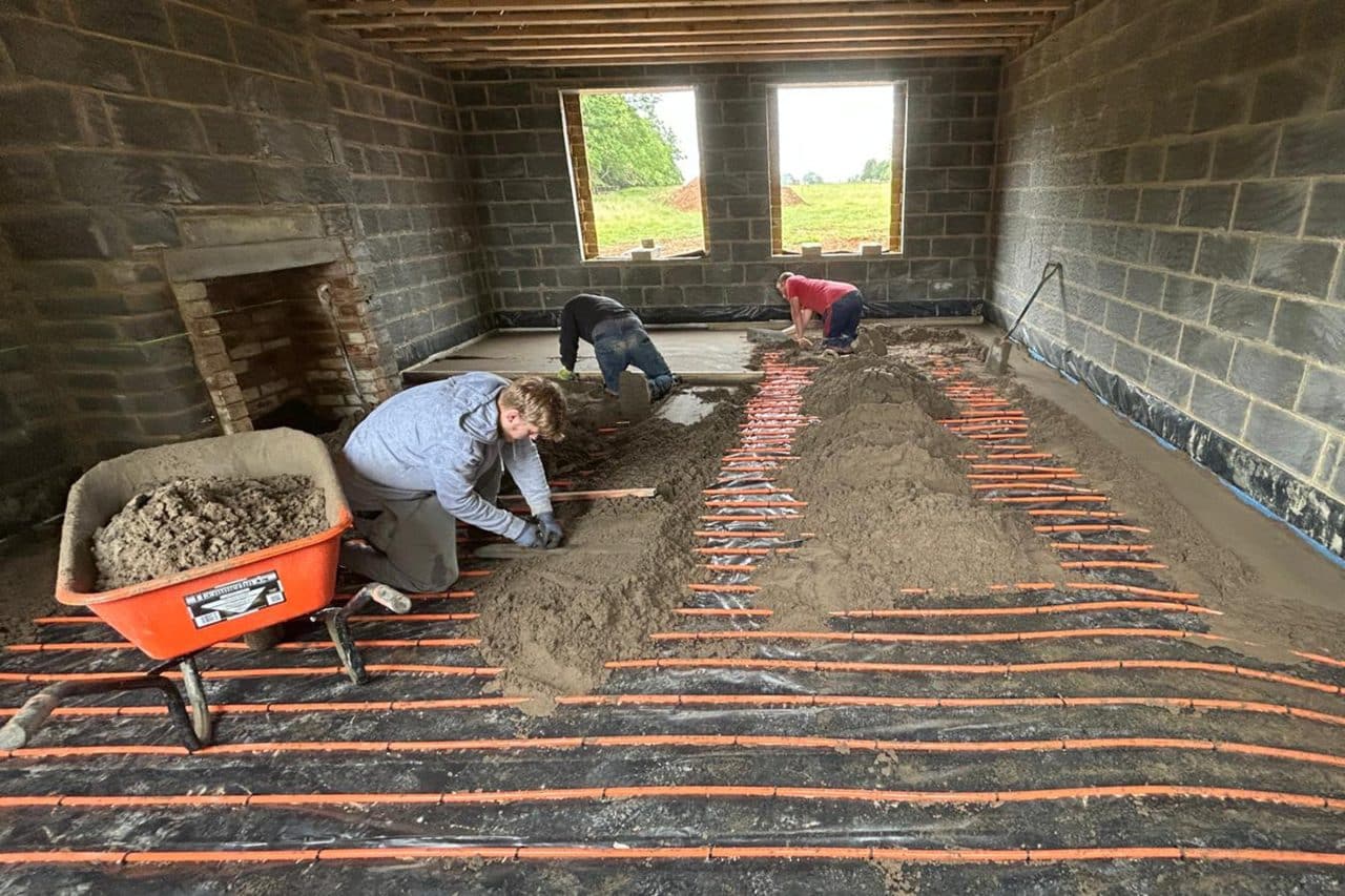 Underfloor heating screed at a new build property in Northampton