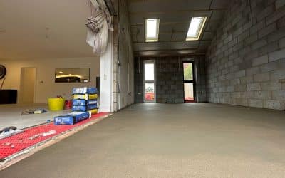 Floor screeding at a home extension in Wellingborough