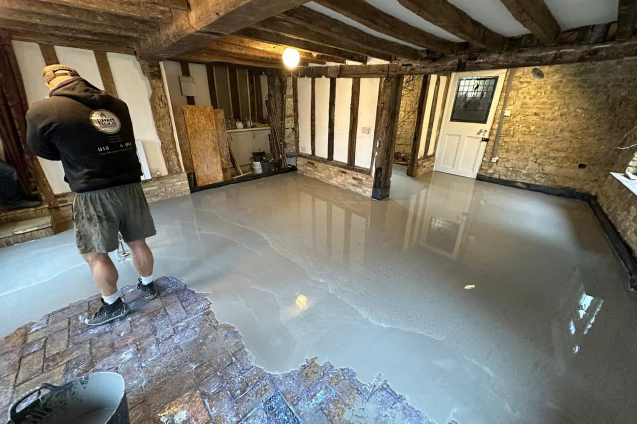 Self levelling screed at a period property in Cambridge