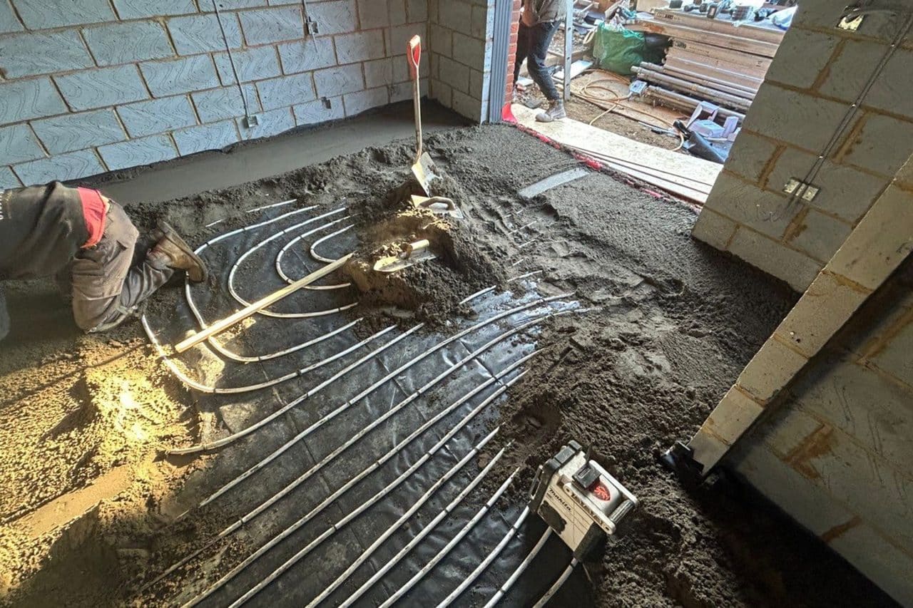 Traditional screed, at an underfloor heating installation in Kettering, Northants