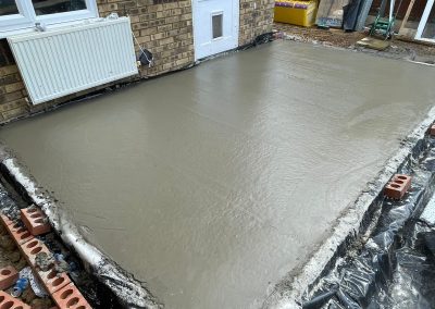 Freshly poured concrete base