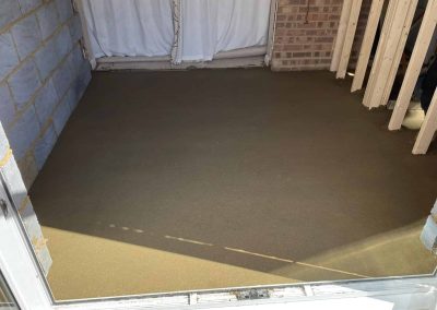 Newly installed floor screed surface in new building