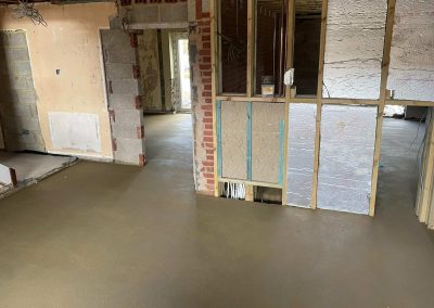 Newly installed floor screed surface in new building