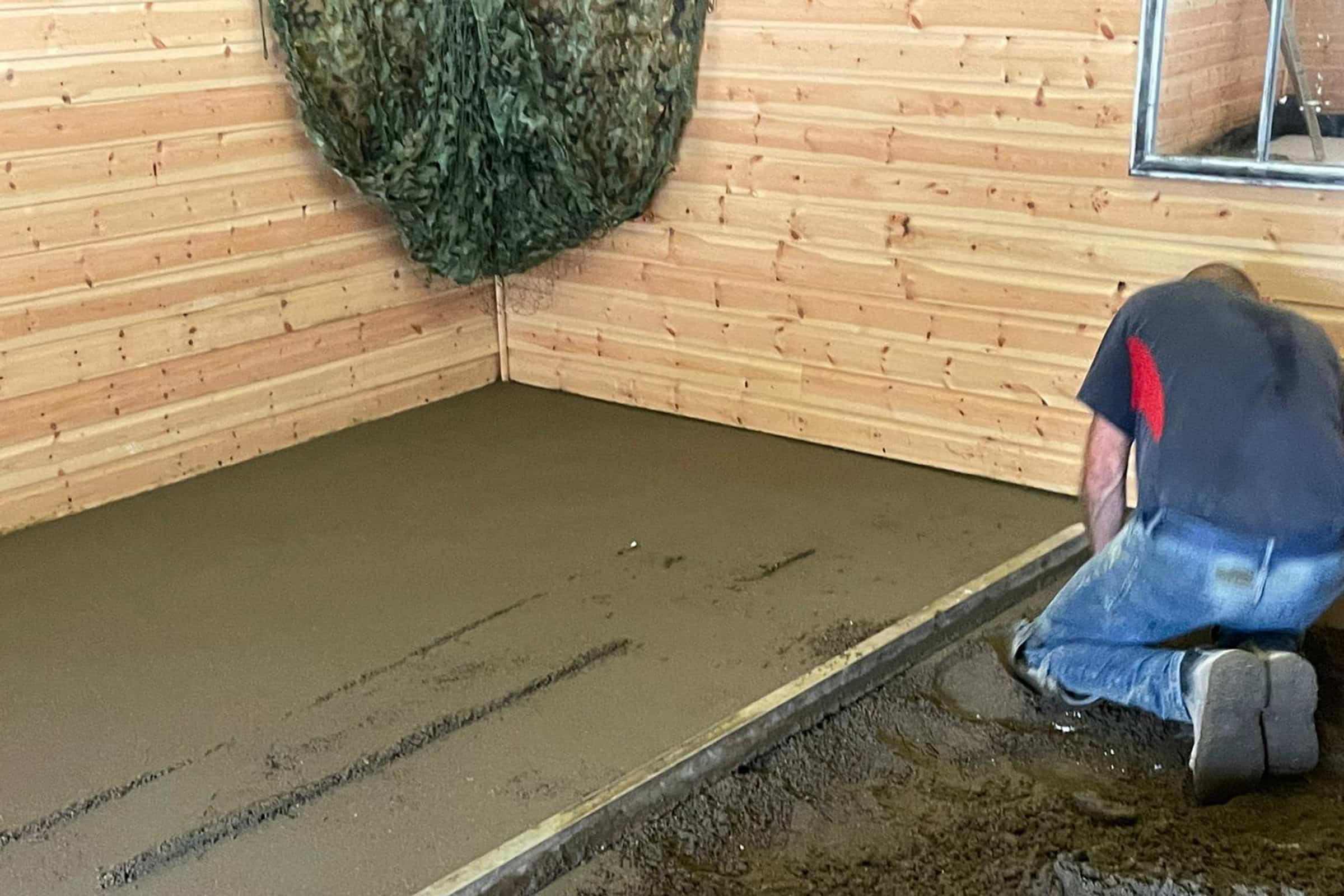 Installing screed at santa's grotto