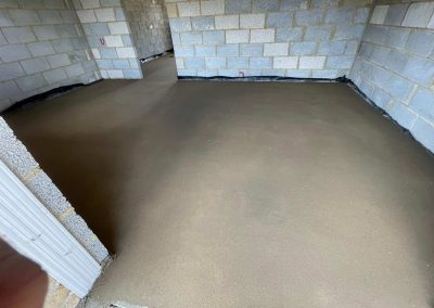 Newly installed floor screed surface at a new build property
