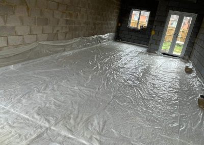 DPM sheet installed on the floor of a home extension project
