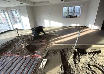 Floor screeding at a new build property in Twywell, Northants – 90㎡