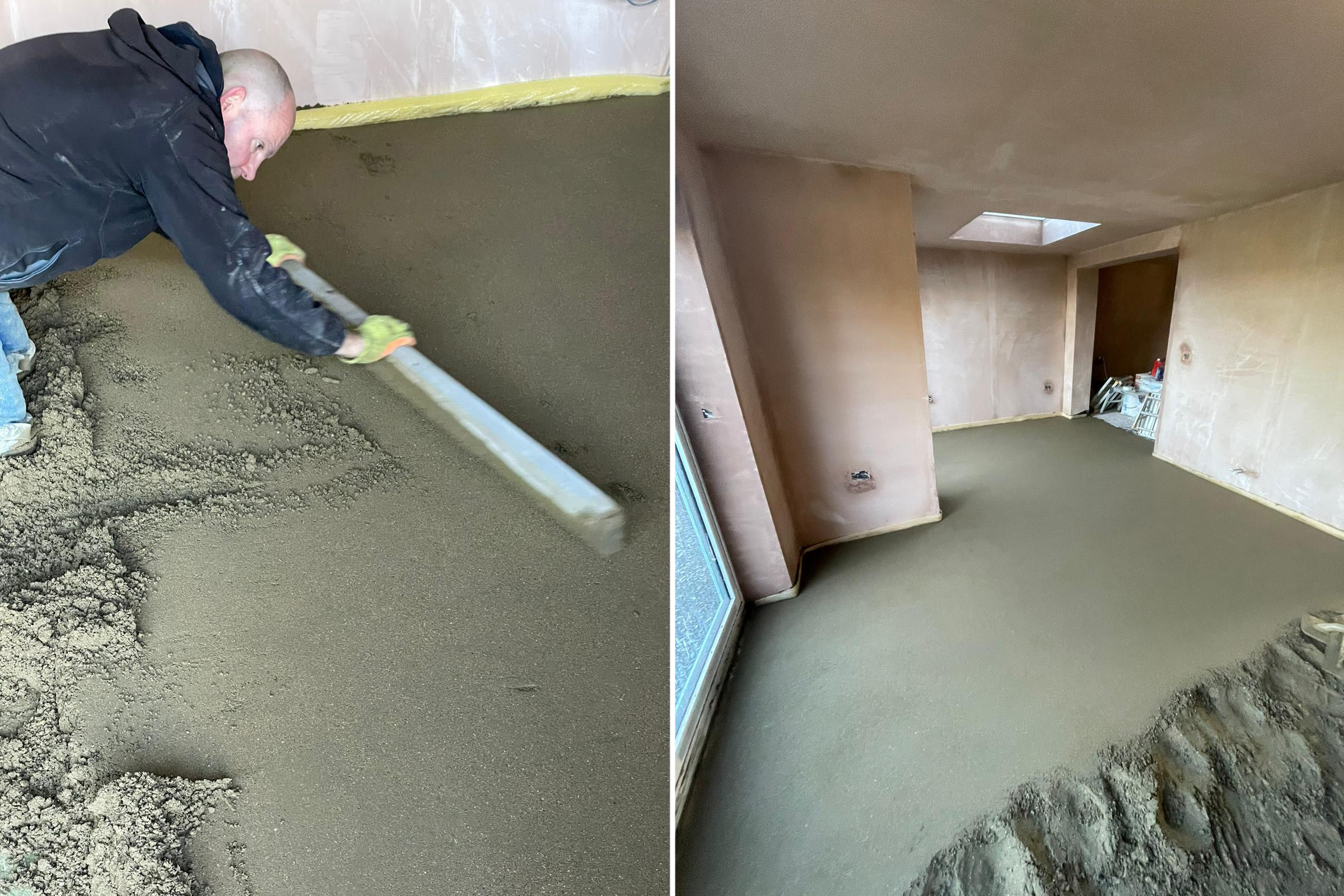 Newly installed floor screed