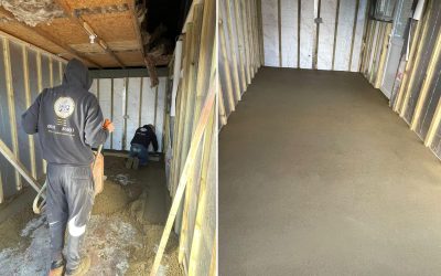 Floor screed at  a garage conversion in Wellingborough