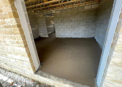 Newly installed floor screed surface at a new build property