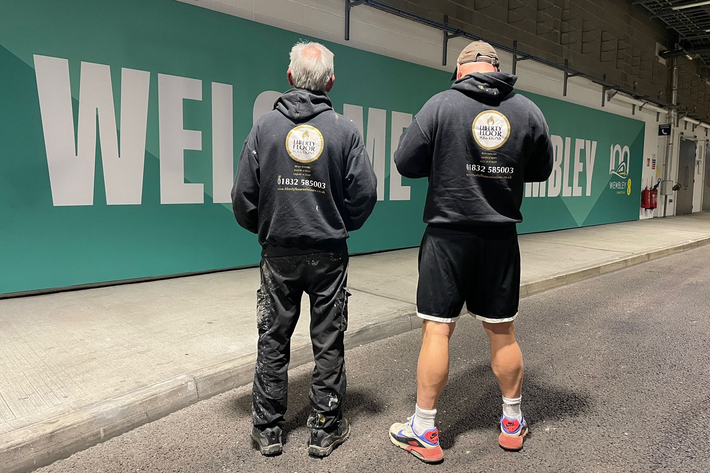 Workers outside of Wembley Stadium
