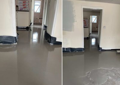 Newly installed floor screed surface at a property renovation