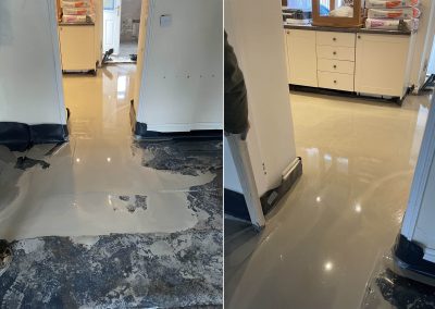 Newly installed floor screed surface at a property renovation