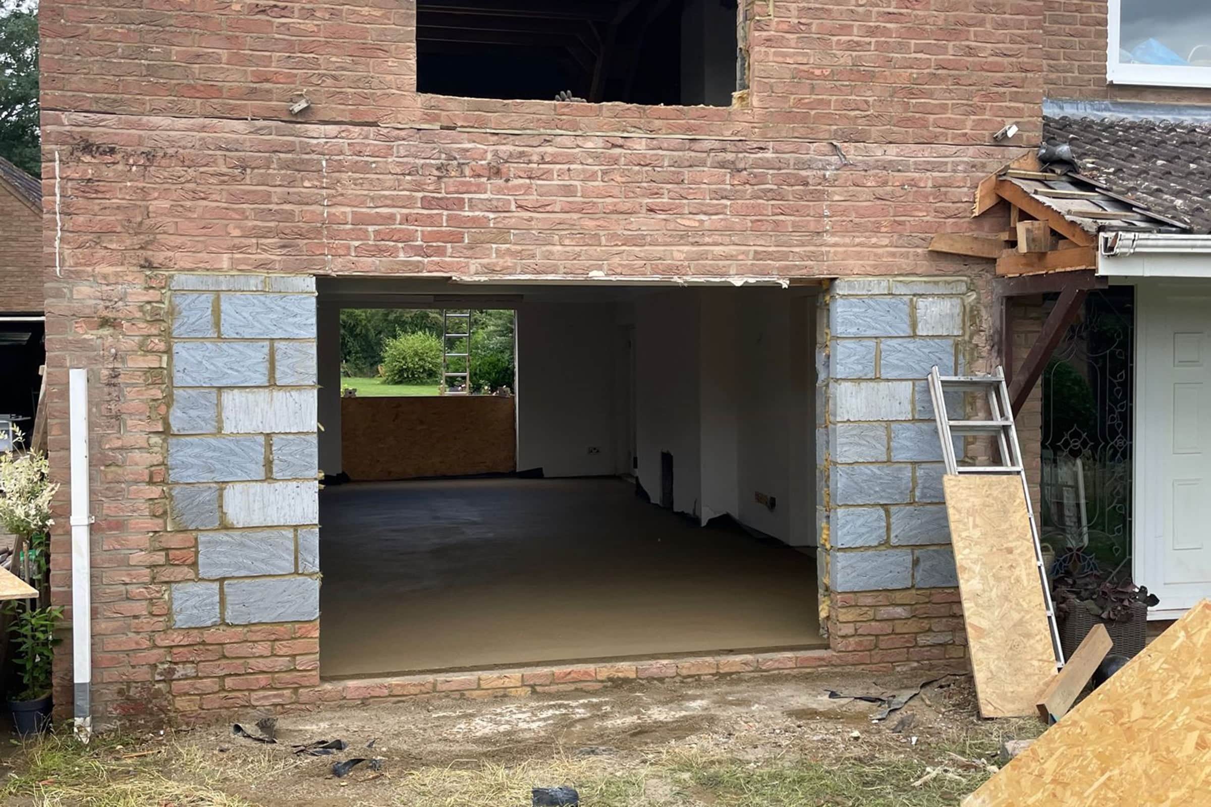 Exterior of a house renovation project