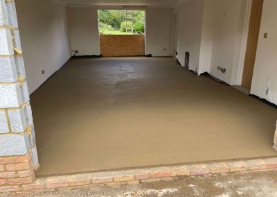 Newly installed floor screed surface