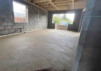 Newly installed floor screed surface at a new build property