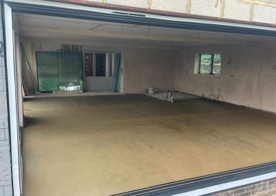 Newly installed floor screed at an open plan home extension in Northamptonshire
