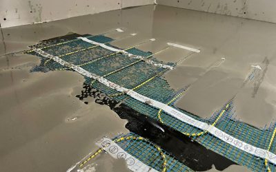 Electric underfloor heating mesh install and screed, Fenny Stratford