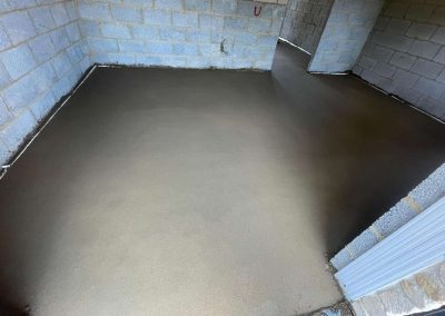 Newly installed floor screed surface at a new build property