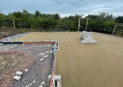 Completed floor screed project on an open air new build plot