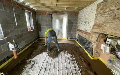 65㎡ underfloor heating screed, house renovation – Brigstock, Northants