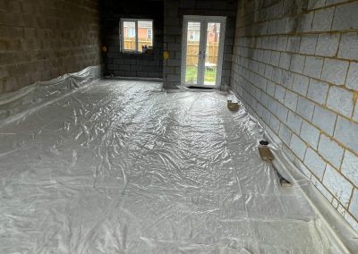 DPM sheet installed on the floor of a home extension project