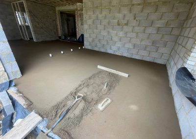 Newly installed floor screed inside a new build property in Olney