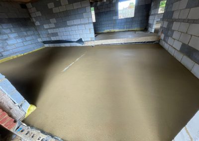 Newly installed floor screed surface in new building