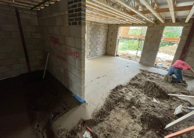 Partially installed floor screed surface at a newly build property