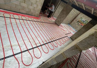 Underfloor heating pipes in situ at a new build property