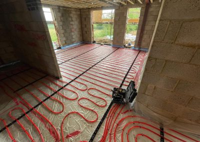 Underfloor heating pipes in situ at a new build property