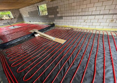 Underfloor heating pipes laid out at a new build property