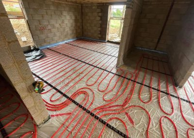 Underfloor heating pipes laid out at a new build property