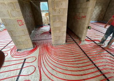 Underfloor heating pipes in situ at a new build property