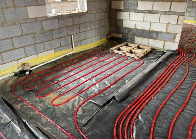 Underfloor heating pipes laid out at a new build property