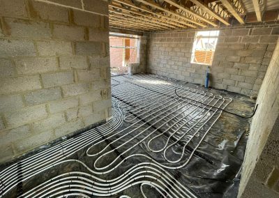 Underfloor heating pipes laid out at a new build property