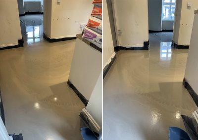 Newly installed floor screed surface at a property renovation